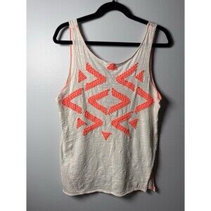 We the Free People Textured Neon Pink White Tank Top Size M